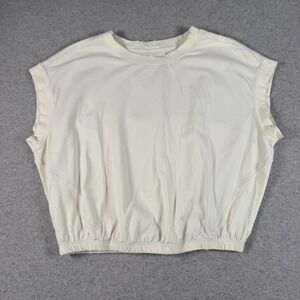 Lululemon Shirt Womens Large Yellow Cropped Sleeveless Elastic Hem Pullover